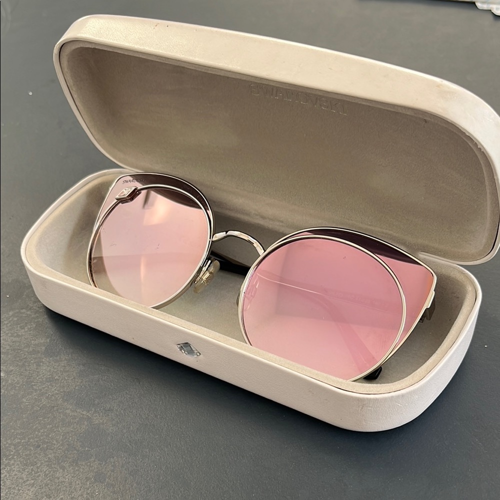 Swarovski Pink and Silver Sunglasses with Reflective Lenses